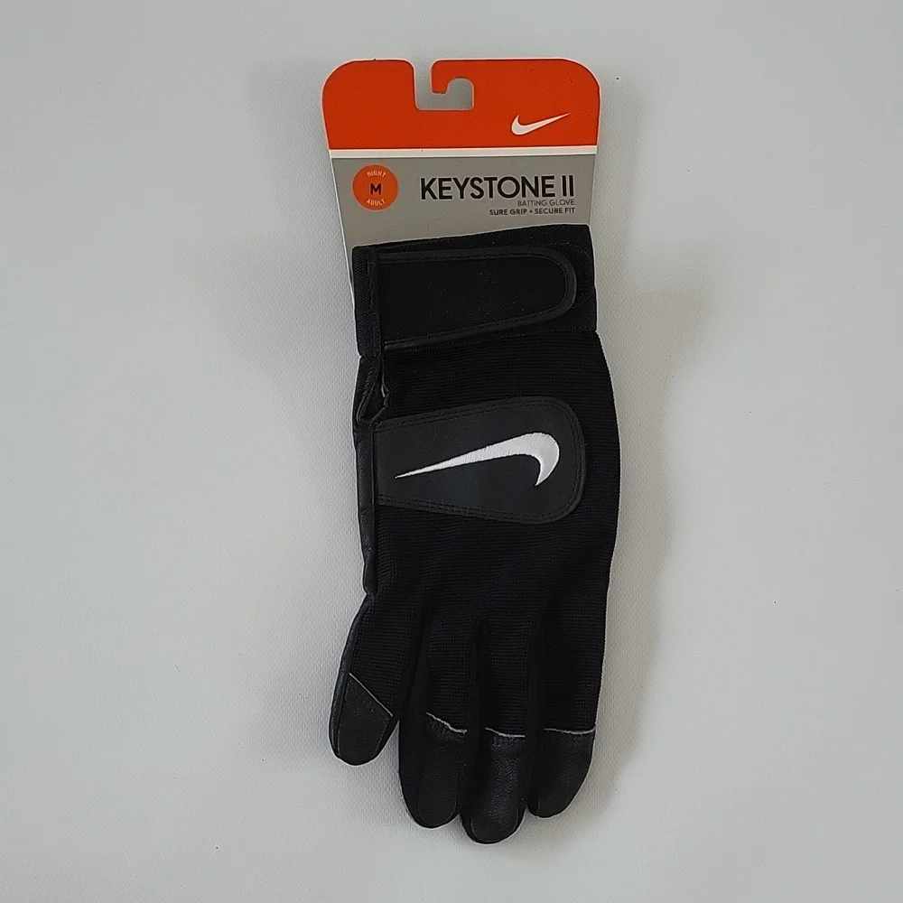 Nike Keystone II Glove Adult Medium Single Right Hand Black Batting Glove